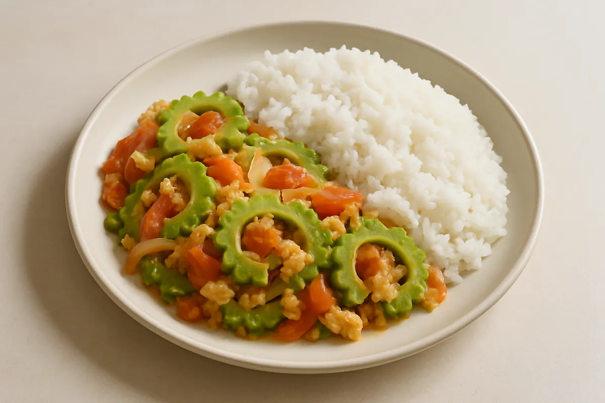 Illustration of Ampalaya con itlog