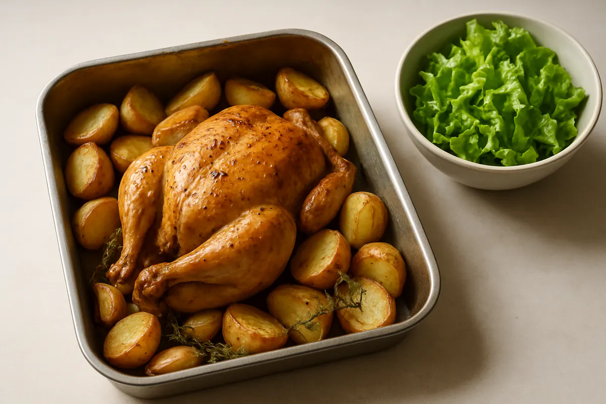Illustration of Poulet rôti et pommes de terre