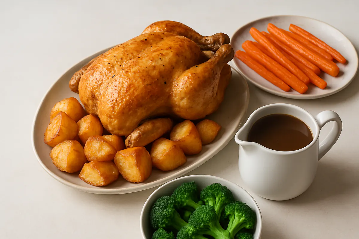 Illustration of Roast chicken with vegetables