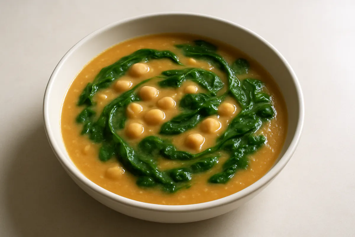 Illustration of Sopa de grão com espinafres